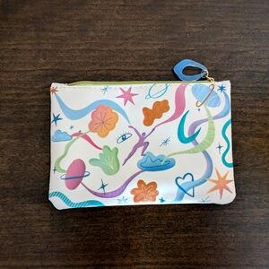 Ipsy purse wallet mini bag sea shells blue pink beige faux leather beach coastal